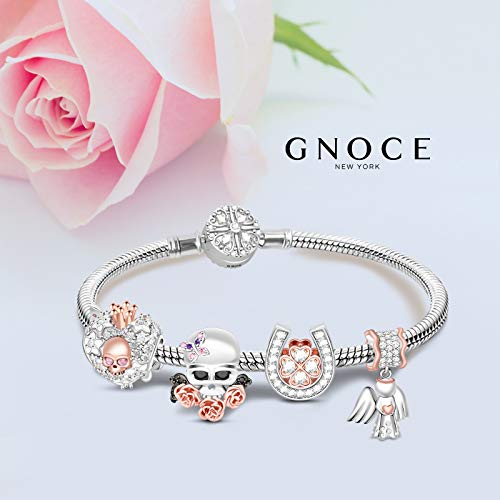 GNOCE Manzana de la Manzana del Veneno de Nieve Blanca en Forma de Encanto Colgante 925 encantos de Plata esterlina para Pulseras y Collares de Regalo para Ella