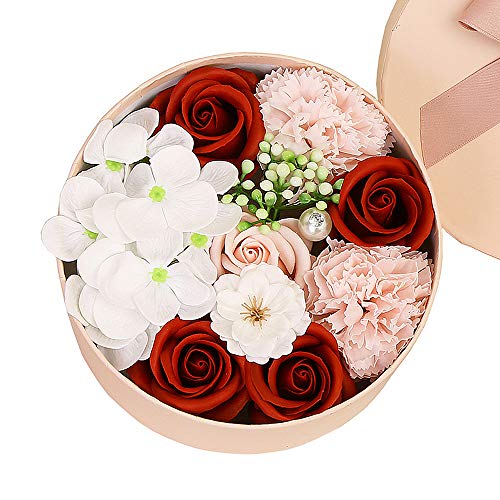 Gobesty Regalo Rosa, Flor de jabón en Caja de Regalo, Flor de jabón con Tarjeta de felicitación Jabón perfumado de Rosas Flor de jabón para el día de la Madre, día de San Valentín, Navidad