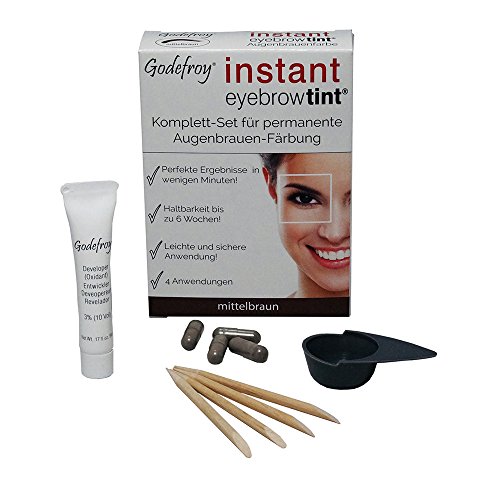 Godefroy Tinte instantáneo para cejas, color marrón, 1 paquete de 4 unidades