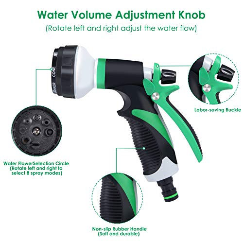 GoldOars 2 Pack Pistola de Riego, 8 Modos Pistola Agua Jardin Pistola Manguera para Manguera para Lavado de Coches,Baño de Mascotas,Riego de Jardín/Césped