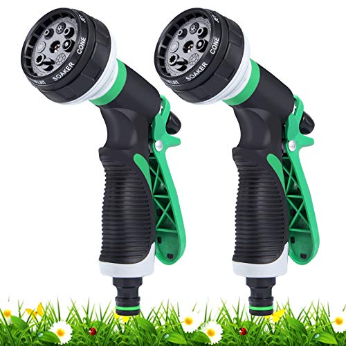 GoldOars 2 Pack Pistola de Riego, 8 Modos Pistola Agua Jardin Pistola Manguera para Manguera para Lavado de Coches,Baño de Mascotas,Riego de Jardín/Césped