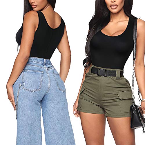 Gotoly Mujer Corsé Shaperwear Bodysuits Fajas Reductoras Mono sin Mangas con Cuello Redondo Corset Reductor Cintura Modelador de Cuerpo Completo (Negro, X-Large)