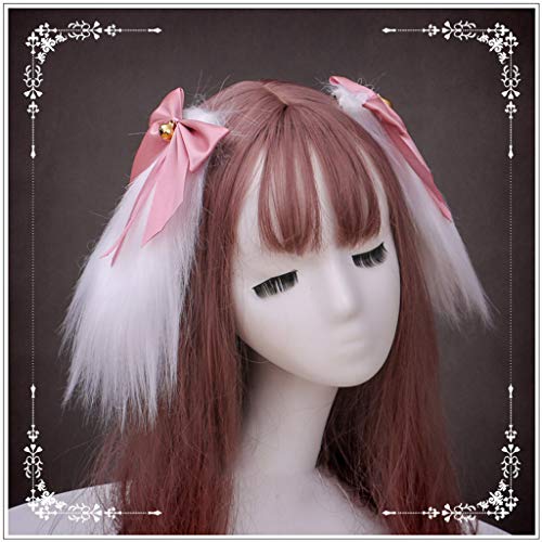 GREEN&RARE Horquillas para el pelo de orejas de conejo largas para mujer, estilo japonés, Lolita Kawaii, conejo animal, dulce, lazo, anime, para fiestas de cosplay, pasadores
