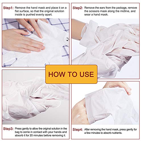Guantes hidratantes con mascarilla, 3 piezas, mascarilla para manos, guantes para spa, guantes humectantes para manos secas, reparación de daños ásperos para hombres y mujeres