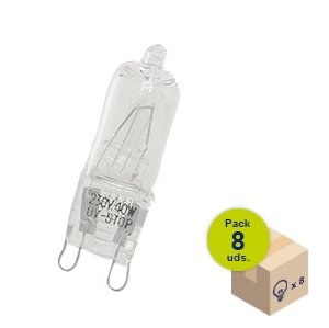 HALOTEC Pack 8 Bombillas halogenas G9 230V 40W color blanco cálido regulables