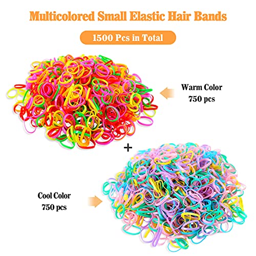 Hanyousheng Gomas de Pelo, Gomas Pelo Niña, 1500 Piezas Gomas Pelo Pequeñas, Gomitas Pelo Multicolor, Gomas Trenzas, Gomas Pelo Niña Pequeñas, Úselo para Cabello Fino y Trenzas Pequeñas de Niñas