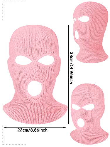 Hicarer 3 Pasamontañas Envoltura de Cabeza Cubiertas Faciales de 3 Agujeros de Esquí de Punta de Deporte de Invierno al Aire Libre (Negro, Rosa, Rosado)