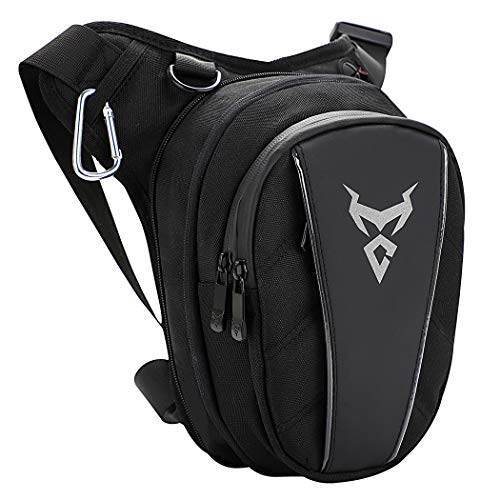 Hylzo Bolso Pierna Moto Negro,Hombre Riñonera Pierna Bolsos para Bolso De Pierna Impermeable para IR En Moto para La Pierna Bolso Cintura Hombre Moto Exterior Bolsas Moto Bolso