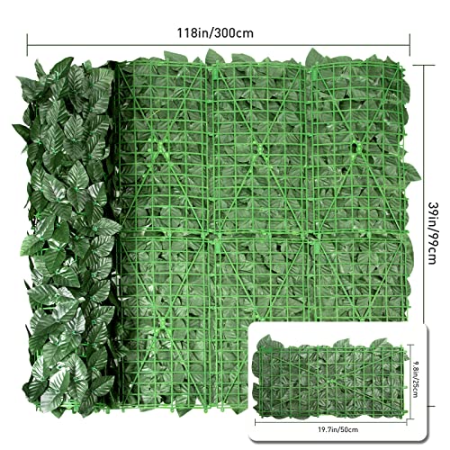 IPSXP Pantalla de Valla antirrobo para jardín al Aire Libre, césped de imitación de jardín de 118x39 Pulgadas, Interior y Exterior, decoración de Planta Falsa para jardín de Valla, Pared Verde