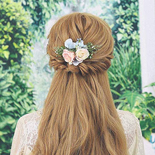 IYOU Boda Lados Peines Azul Flor Peinetas Sale de Nupcial Fuente Paseo Playa Accesorios para el Cabello por Novia y Dama de Honor