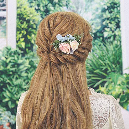 IYOU Boda Lados Peines Azul Flor Peinetas Sale de Nupcial Fuente Paseo Playa Accesorios para el Cabello por Novia y Dama de Honor