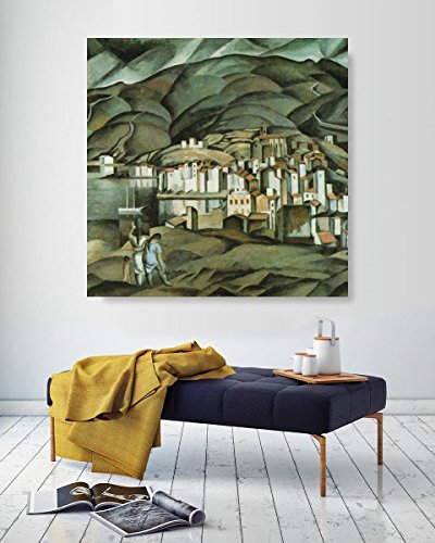 JH Lacrocon Cadaques de Salvador Dali - 120X120 cm Pinturas Paisaje a Mano Reproducción sobre Lienzo Enrollado Decoración Pared para Salón