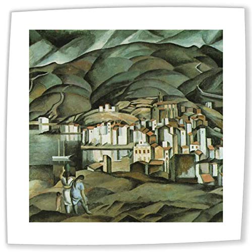 JH Lacrocon Cadaques de Salvador Dali - 120X120 cm Pinturas Paisaje a Mano Reproducción sobre Lienzo Enrollado Decoración Pared para Salón
