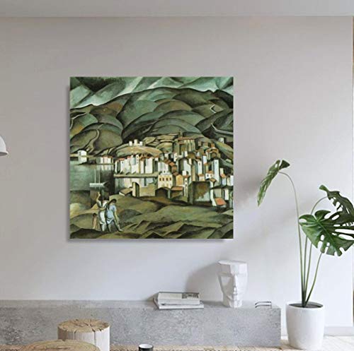 JH Lacrocon Cadaques de Salvador Dali - 120X120 cm Pinturas Paisaje a Mano Reproducción sobre Lienzo Enrollado Decoración Pared para Salón