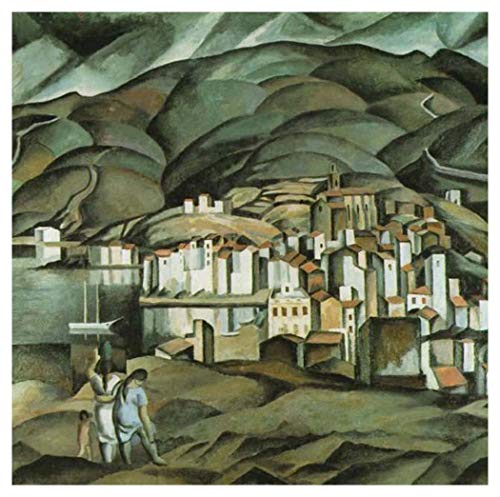 JH Lacrocon Cadaques de Salvador Dali - 120X120 cm Pinturas Paisaje a Mano Reproducción sobre Lienzo Enrollado Decoración Pared para Salón