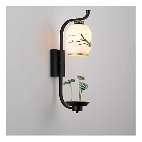 JINLIAN205-SHOP China Creative Lotus Lámparas de Pared Sala de Estar Art Deco Lámpara de Pared Dormitorio de la cabecera Luces de Pared de Metal Lotus de cerámica Lotus y Lámpara de Cristal