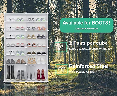 JOISCOPE Portable Organizador de almacenamiento de calzado Torre, Estantería de gabinete modular para ahorro de espacio, Estante de zapatero Estantes para zapatos, botas, Zapatillas 3*7