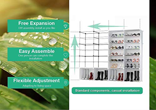 JOISCOPE Portable Organizador de almacenamiento de calzado Torre, Estantería de gabinete modular para ahorro de espacio, Estante de zapatero Estantes para zapatos, botas, Zapatillas 3*7
