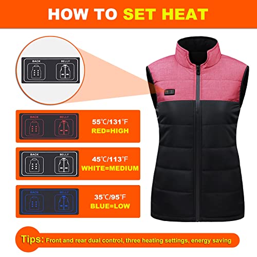 joyvio Chaleco con calefacción Chaleco Calentador de Cuerpo para Hombres/Mujeres Chaqueta con calefacción eléctrica Recargable por USB (Color : Pink, Size : L)