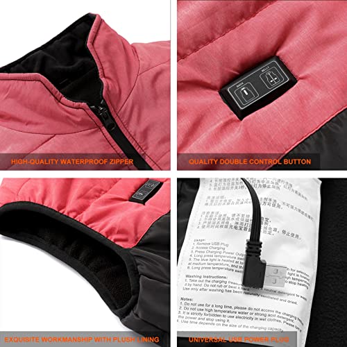 joyvio Chaleco con calefacción Chaleco Calentador de Cuerpo para Hombres/Mujeres Chaqueta con calefacción eléctrica Recargable por USB (Color : Pink, Size : L)