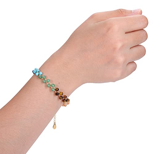 JSDDE Pulsera de perlas con 7 piedras y piedras para mujer, elegante, cristal budista mala, piedra,