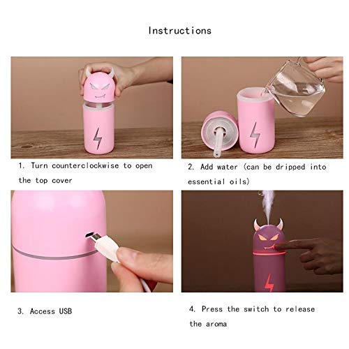 JY&WIN Difusor de aceites Esenciales humidificadores de Aire purificador, Colorido difusor de aceites con Forma de Diablo, Fragancia, luz Nocturna, hogar, Coche, Filtro de Aire, Aroma, Olor, repele