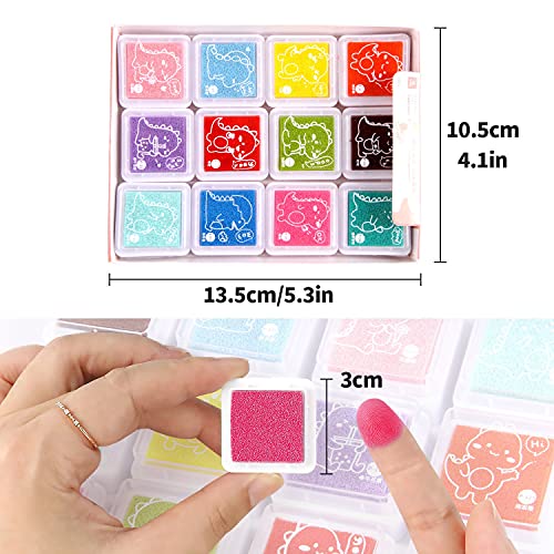 KEELYY 12 Colores Almohadilla Tinta Niño, Tinta para Huellas Dactilares Tinta Dedos Huellas Almohadilla para Sellos, Almohadilla Tinta de Colores para Tinta Sellos Scrapbooking