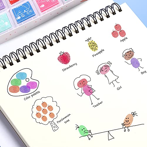 KEELYY 12 Colores Almohadilla Tinta Niño, Tinta para Huellas Dactilares Tinta Dedos Huellas Almohadilla para Sellos, Almohadilla Tinta de Colores para Tinta Sellos Scrapbooking