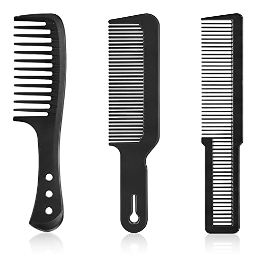 Kit de 3 Peines de Peinado de Peluquero Peine de Corte de Podadora Peine de Dientes Anchos Negros Peine Desenredante para Estilistas y Barberos, Artículos de Peluquería y Hogar