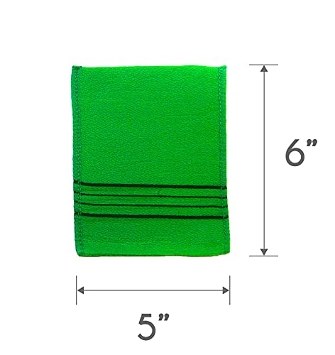 Korean Exfoliating Bath Washcloth [4 pcs] (Green) by TeChef Home by Korean Italy Towel