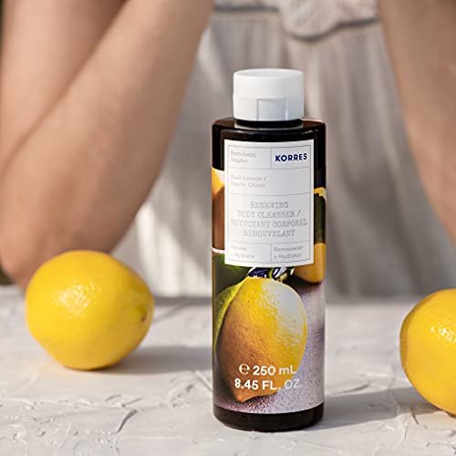 Korres Limpiador corporal renovador de albahaca Limón, 250 ml (paquete de 1)
