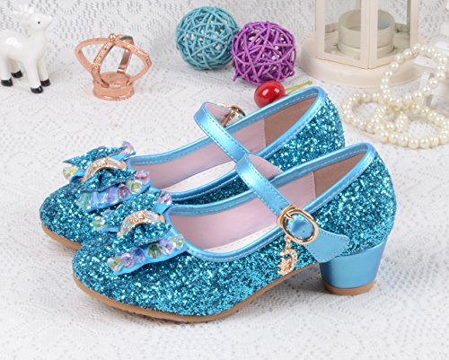 La Vogue Zapatos Zapatilla con Lentejuela Para Niña Princesa Fiesta Azul 28/Longitud Interior 18.5CM