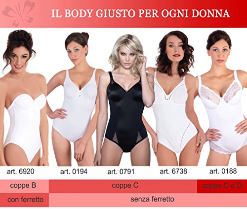 Lady Bella PA0791 Body Reductor en Copas D - Faja Moldeadora sin Aros, preformada, no Acolchada y sin Costuras - Body Interior con Elegantes Detalles de Tul, Ideal Tallas Grandes (Negro, 95D)