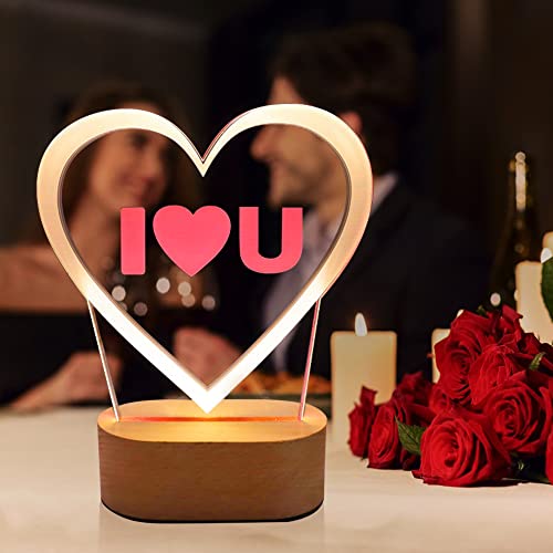 Lampara Corazon Luz Calida Luz De Noche I Love You para Amantes, Regalos Enamorados Originales para Novio Novia, Regalos Cumpleaños,Ideas Regalos San Valentin para Hombre Mujer Parejas
