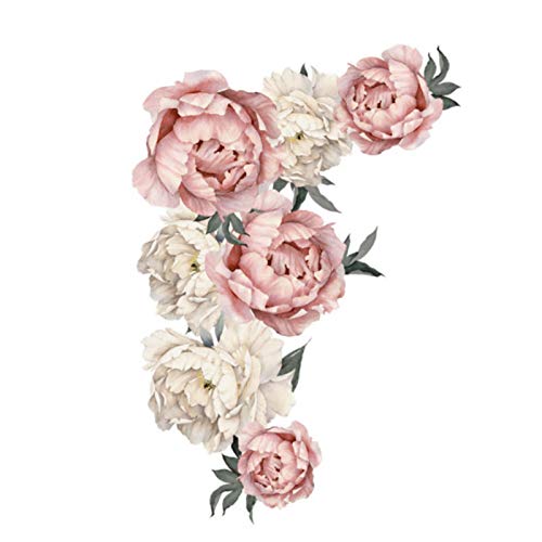 LANTRO JS - Pegatinas de Pared Decorativas, Pared con patrón de Flores de peonía, Aplique Artístico, Decoración Dormitorio, Etiqueta de Pared de PVC autoadhesiva, para Sala de Estar, Estudio