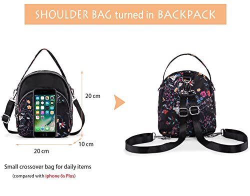 LaRechor Bolso Bandolera Pequeño con 3 Cremallera - Mujer Bolso de Viaje Boda Noche - Bolsa de Flores Elegante Ligero, 2 Correa