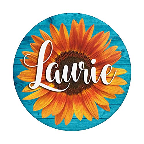 Laurie Nombre Sunflower-Aqua - Regalo estético para mujeres y niñas PopSockets PopGrip Intercambiable