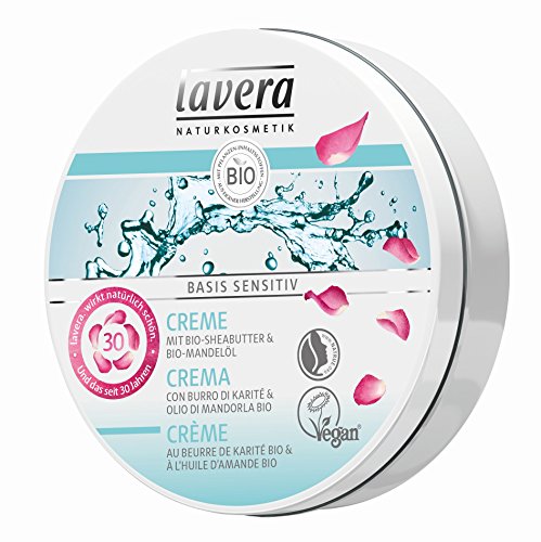 lavera Basis Sensitiv Crema Hidratante - Manteca de karité bio - vegano - cosméticos naturales 100% certificados - cuidado de la piel - 4 Recipientes de 150 ml