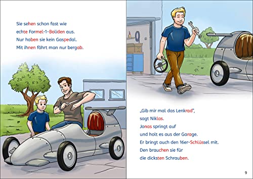 Leselöwen Lesetraining 2. Klasse - Vollgas auf der Rennstrecke: mit Silbenfärbung und großem Rätselteil - Erstlesebuch zum Lesenüben mit Rätseln für Kinder ab 7 Jahren