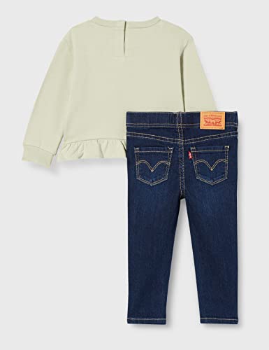 Levi's Kids Baby Girl's Lvg Ruffle Top Denim Set Pants, Desert Sage, 6 Months