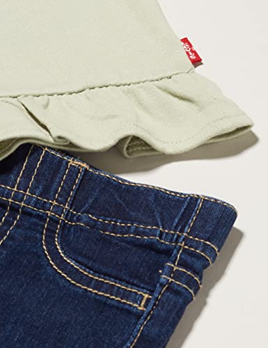 Levi's Kids Baby Girl's Lvg Ruffle Top Denim Set Pants, Desert Sage, 6 Months