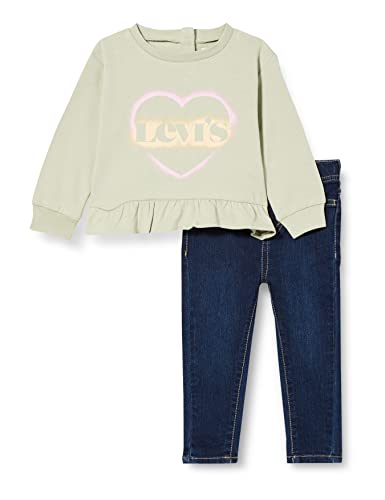 Levi's Kids Baby Girl's Lvg Ruffle Top Denim Set Pants, Desert Sage, 6 Months