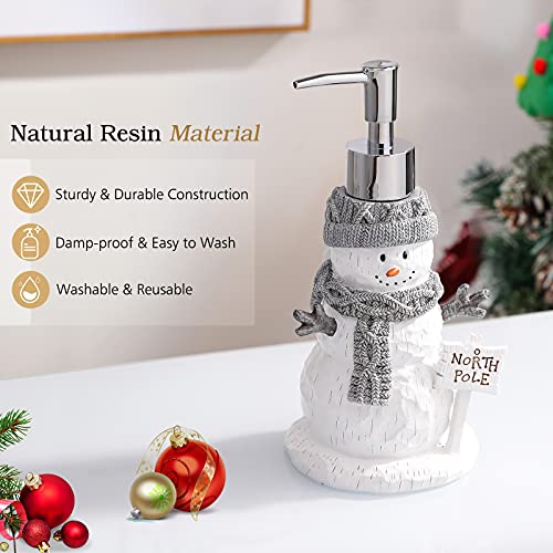 Lewondr Botella Dispensadora de Jabón de Resina, 250ml Bonito Dispensador de Jabón en Forma de Muñeco de Nieve, Dispensador de Mano Decorativo para Almacenar Jabón Líquido Champú Gel de Ducha, Blanco