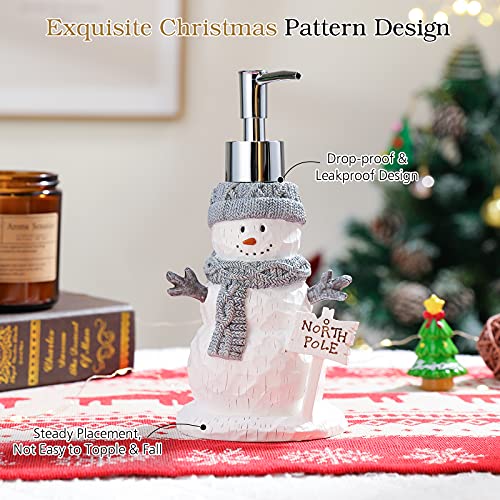 Lewondr Botella Dispensadora de Jabón de Resina, 250ml Bonito Dispensador de Jabón en Forma de Muñeco de Nieve, Dispensador de Mano Decorativo para Almacenar Jabón Líquido Champú Gel de Ducha, Blanco