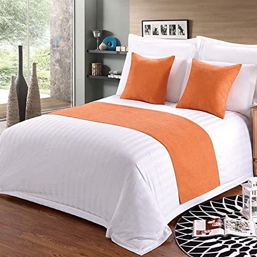 LHZHG Camino de Cama Bufanda de Fibra Química, Protector de Cama, bligero, Duradero, ufanda Decorativa para recámara, Hotel, Sala de Boda (Color : Orange, Size : 50x240cm (for 1.8m Bed))