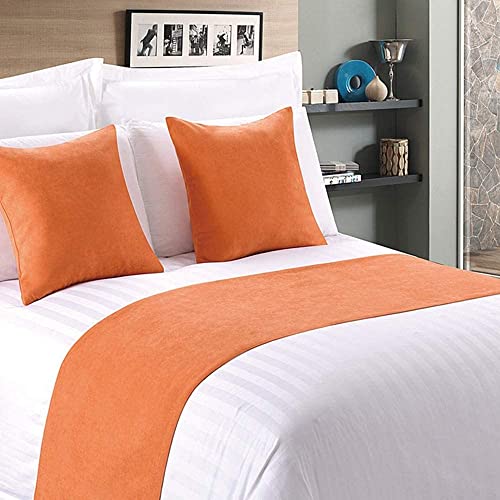 LHZHG Camino de Cama Bufanda de Fibra Química, Protector de Cama, bligero, Duradero, ufanda Decorativa para recámara, Hotel, Sala de Boda (Color : Orange, Size : 50x240cm (for 1.8m Bed))
