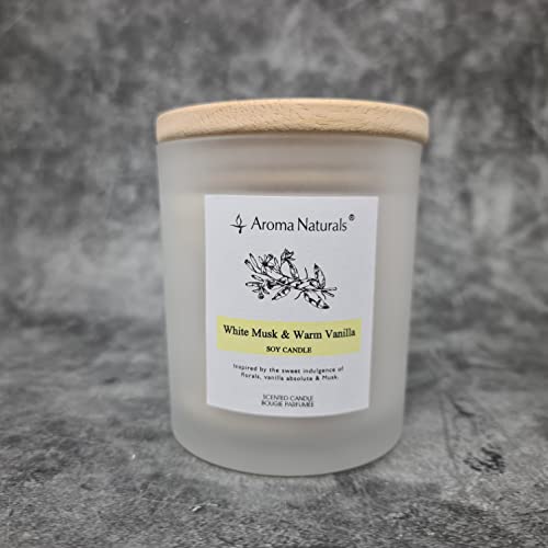 Lifestyle & More Vela perfumada Nature | White Musk & Warm Vanilla | Altura 9 cm, Ø 8,2 cm | Peso de Cera 205gr | Tiempo de combustión 35-40 Horas | Ecológico y 100% Cera de Soja