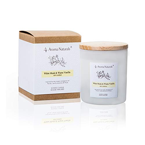 Lifestyle & More Vela perfumada Nature | White Musk & Warm Vanilla | Altura 9 cm, Ø 8,2 cm | Peso de Cera 205gr | Tiempo de combustión 35-40 Horas | Ecológico y 100% Cera de Soja
