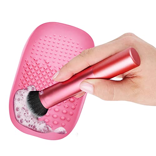 Limpiador de Brochas de Maquillaje,Forreen 2 Piezas Limpiador de Pinceles de Maquillaje Silicona Vistoso Portátil Cepillos Cosméticos Alfombrilla para Limpieza de Pinceles de Maquillaje