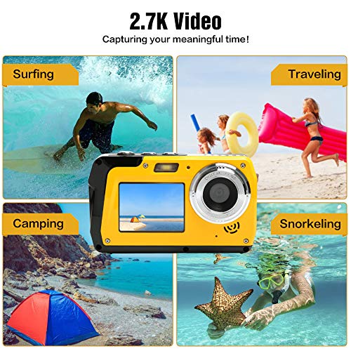 Lincom Camara Acuatica Camara de Fotos Acuatica 2.7K Cámara Full HD 48.0 MP con Pantalla Dual para Selfie Camaras Acuatica Submergible Resistente